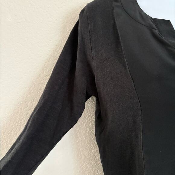 Sandro Linen Silk Black 3/4 Sleeve Top Sz 2 - Picture 3 of 7